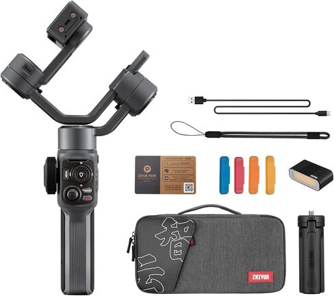 Zhiyun الهاتف الذكي Gimbal Smooth 5 Combo 3-Axis Stabilizer مع حامل ثلاثي القوائم لهاتف iPhone Android المحمول لمدونات الفيديو على YouTube Vlog TikTok Instagram Live Video مع ضوء ملء LED in Kuwait