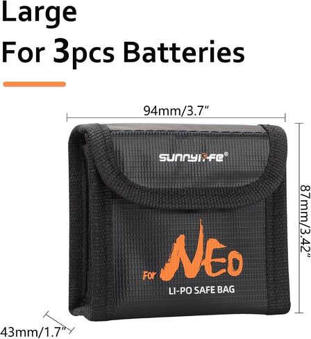 NEO Battery Safe Bag Fireproof Explosion-proof Battery Container Bag for DJI Neo Batteries Protection Storage Case Safe Pouch for DJI Neo Battery Accessories for 3 Batteries in Kuwait