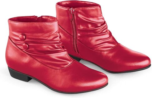 Collections Etc Women's Faux Leather Scrunch Ankle Boots, Wide Width Black 10 in Saudi Arabia
