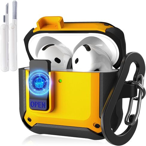 حافظة AIRSPO متوافقة مع AirPods 4 مع مجموعة منظف، حافظة صلبة عسكرية مع قفل لحافظات الشحن اللاسلكي AirPods 4، أزرق in Saudi Arabia