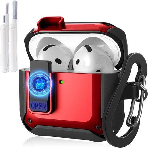حافظة AIRSPO متوافقة مع AirPods 4 مع مجموعة منظف، حافظة صلبة عسكرية مع قفل لحافظات الشحن اللاسلكي AirPods 4، أزرق in Saudi Arabia