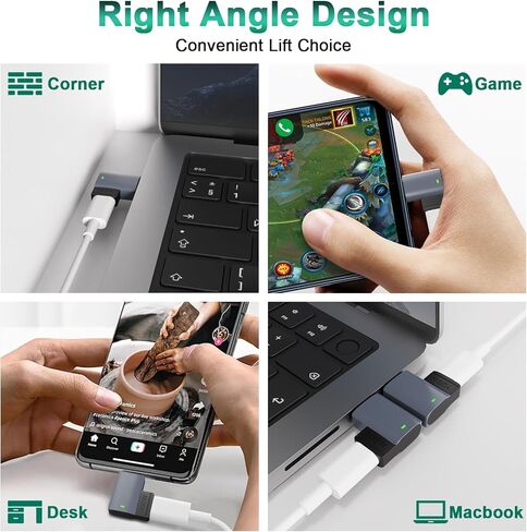 محول مغناطيسي USB C (قطعة واحدة + منفذين ذكر) محول مغناطيسي 11 سنًا بزاوية قائمة من النوع C، يدعم الشحن السريع PD 100 وات، سرعة نقل 480 ميجابت في الثانية، متوافق مع MacBook Pro/Air ومعظم أجهزة USB C in Kuwait