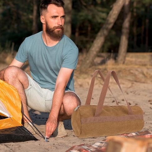 Tent Stakes Bag, Tent Stake Bag-Double Layer Thickened, Double Layer Tent Pole Pegs Storage Bag, Camping Tool Storage Bag, Tent Pole Pegs Bag, Tool Bags for Men Canvas Tool Storage Kit Bag with Zipper in Saudi Arabia