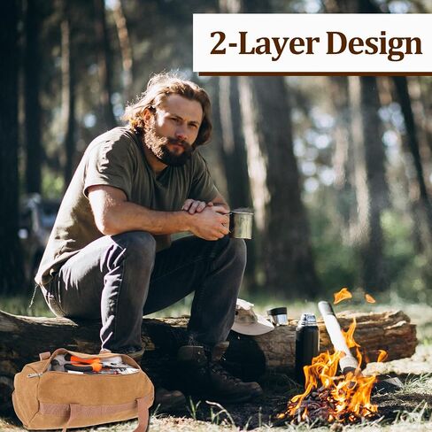 Tent Stakes Bag, Tent Stake Bag-Double Layer Thickened, Double Layer Tent Pole Pegs Storage Bag, Camping Tool Storage Bag, Tent Pole Pegs Bag, Tool Bags for Men Canvas Tool Storage Kit Bag with Zipper in Saudi Arabia