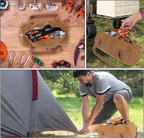 Tent Stakes Bag, Tent Stake Bag-Double Layer Thickened, Double Layer Tent Pole Pegs Storage Bag, Camping Tool Storage Bag, Tent Pole Pegs Bag, Tool Bags for Men Canvas Tool Storage Kit Bag with Zipper in Saudi Arabia