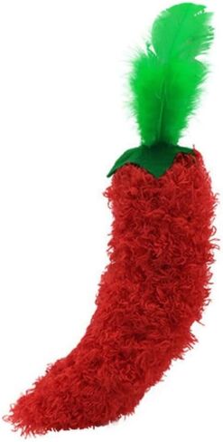 Catnip Toy, Cat Toy, Crinkle Kicker, Plush Chili Pepper Shaped Interactive Catnip Toy with Crinkle Paper and Natural Feathers Top in Saudi Arabia
