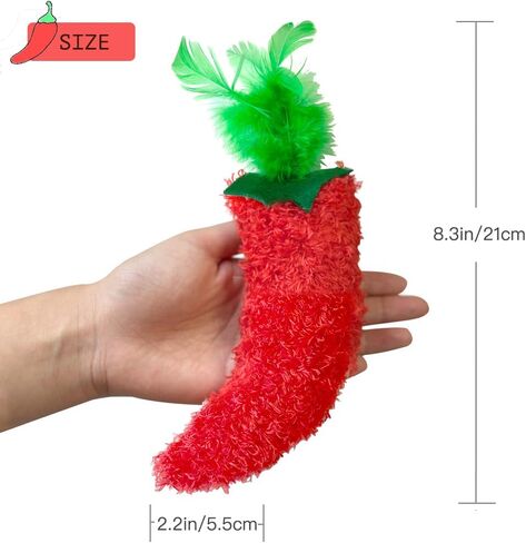 Catnip Toy, Cat Toy, Crinkle Kicker, Plush Chili Pepper Shaped Interactive Catnip Toy with Crinkle Paper and Natural Feathers Top in Saudi Arabia