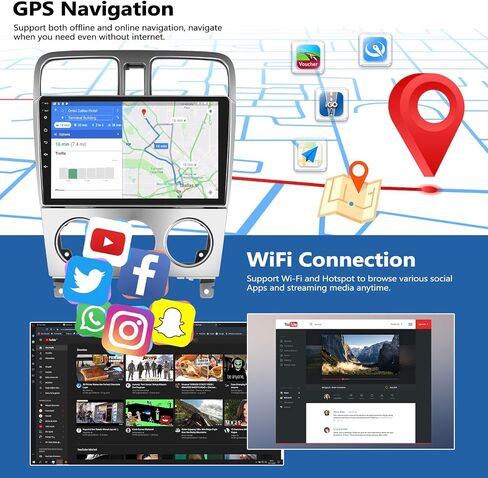 2G+32G Car Radio for Subaru Forester 2002-2008 with Wireless CarPlay Android Auto 9" Touchscreen Head Unit Android 13 Car Stereo with AHD Backup Camera GPS Navigation Bluetooth FM WiFi in Saudi Arabia