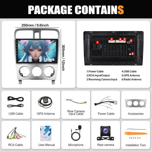 2G+32G Car Radio for Subaru Forester 2002-2008 with Wireless CarPlay Android Auto 9" Touchscreen Head Unit Android 13 Car Stereo with AHD Backup Camera GPS Navigation Bluetooth FM WiFi in Saudi Arabia