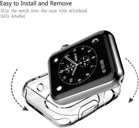حافظة لساعة Apple مقاس 38 ملم، حافظة iWatch رفيعة وناعمة من مادة TPU، غطاء حماية شفاف مقاوم للصدمات بديل لساعة Apple Series 3 Series 2، شفاف كريستالي in Saudi Arabia