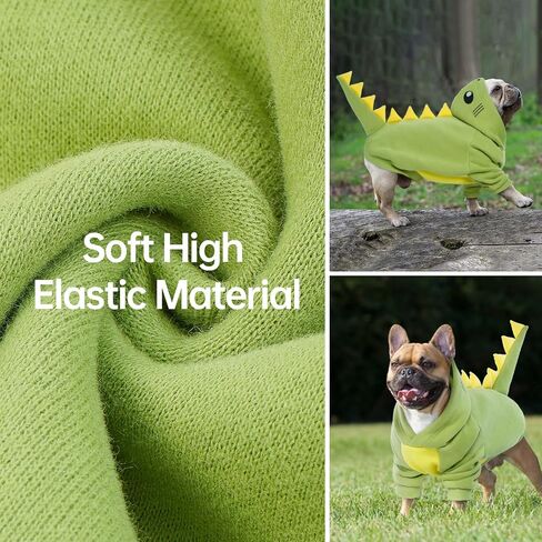 QBLEEV Dinosaur Dog Clothes Pet Costume for Cosplay & Halloween, Dog Hoodie Warm Jacket with Cartoon Design Dog Costumes Halloween Cosplay Party Pet Coat for Small Medium Large Dogs & Cats (Green,XL) in Saudi Arabia