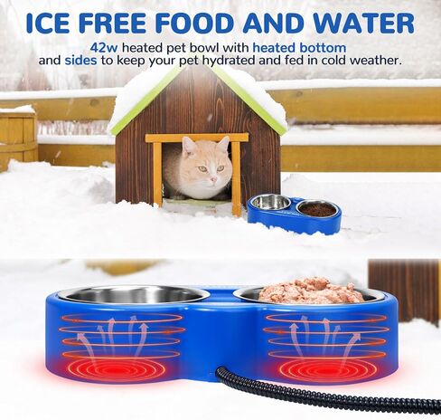 وعاء ماء ساخن للكلاب والقطط، وعاء قطط ساخن في الهواء الطلق مع وعاء مزدوج، لا مزيد من الطعام والماء المجمد، وعاء كبير ساخن للحيوانات الأليفة للكلاب الخارجية، القطط الوحشية، الدجاج، الطيور، 27 أونصة لكل منها in Kuwait