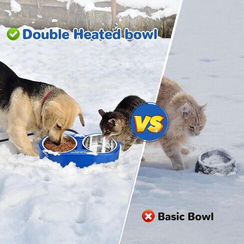 وعاء ماء ساخن للكلاب والقطط، وعاء قطط ساخن في الهواء الطلق مع وعاء مزدوج، لا مزيد من الطعام والماء المجمد، وعاء كبير ساخن للحيوانات الأليفة للكلاب الخارجية، القطط الوحشية، الدجاج، الطيور، 27 أونصة لكل منها in Kuwait