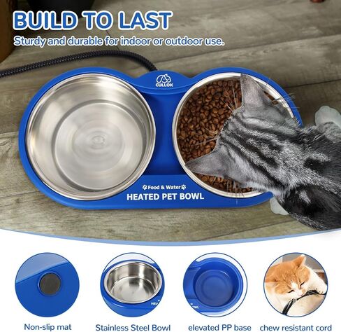 وعاء ماء ساخن للكلاب والقطط، وعاء قطط ساخن في الهواء الطلق مع وعاء مزدوج، لا مزيد من الطعام والماء المجمد، وعاء كبير ساخن للحيوانات الأليفة للكلاب الخارجية، القطط الوحشية، الدجاج، الطيور، 27 أونصة لكل منها in Kuwait