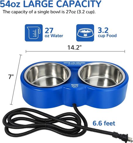 وعاء ماء ساخن للكلاب والقطط، وعاء قطط ساخن في الهواء الطلق مع وعاء مزدوج، لا مزيد من الطعام والماء المجمد، وعاء كبير ساخن للحيوانات الأليفة للكلاب الخارجية، القطط الوحشية، الدجاج، الطيور، 27 أونصة لكل منها in Kuwait