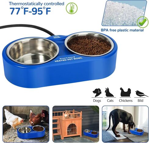 وعاء ماء ساخن للكلاب والقطط، وعاء قطط ساخن في الهواء الطلق مع وعاء مزدوج، لا مزيد من الطعام والماء المجمد، وعاء كبير ساخن للحيوانات الأليفة للكلاب الخارجية، القطط الوحشية، الدجاج، الطيور، 27 أونصة لكل منها in Kuwait