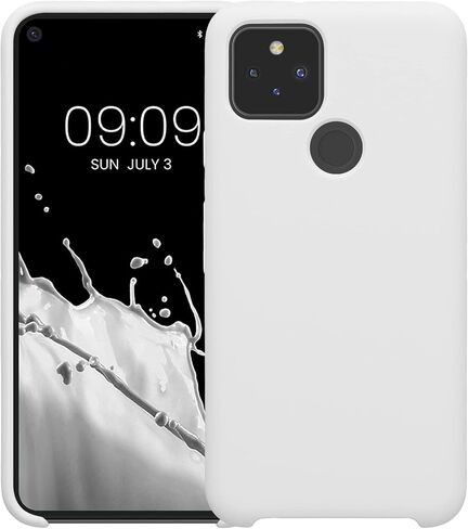 kwmobile Case Compatible with Google Pixel 5 Case - TPU Silicone Phone Cover with Soft Finish - White Matte in Saudi Arabia