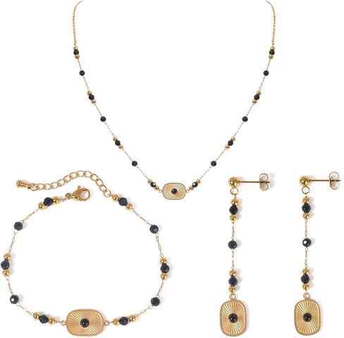 Natural Lapis Lazuli Jewelry Set for Women Bohemian Lapis Lazuli Necklace Earrings Bracelet Genuine Boho Lapis Lazuli Jewelry Birthday Gift for Girlfriend Wife in Saudi Arabia