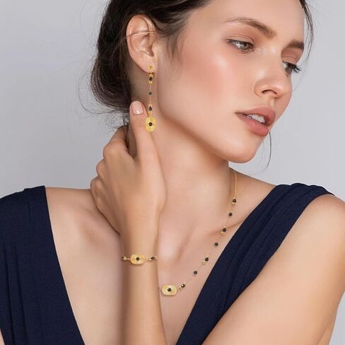 Natural Lapis Lazuli Jewelry Set for Women Bohemian Lapis Lazuli Necklace Earrings Bracelet Genuine Boho Lapis Lazuli Jewelry Birthday Gift for Girlfriend Wife in Saudi Arabia