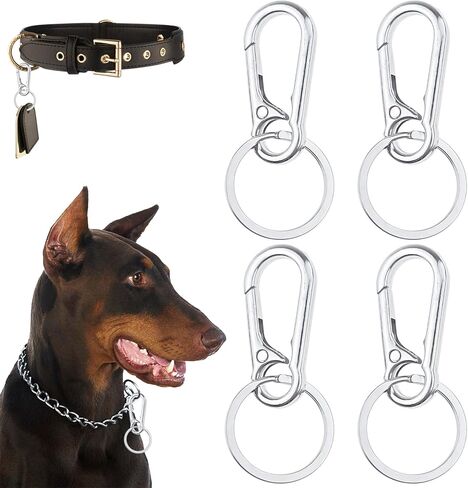 4 قطع من مشبك علامة الكلب، مشابك سريعة لعلامة الكلب من الفولاذ المقاوم للصدأ، علامة اسم الكلب الشخصية عالية التحمل، مشبك سريع للكلاب، علامات معرف الكلب لطوق الحيوانات الأليفة وملحقات حلقة المفاتيح in Kuwait