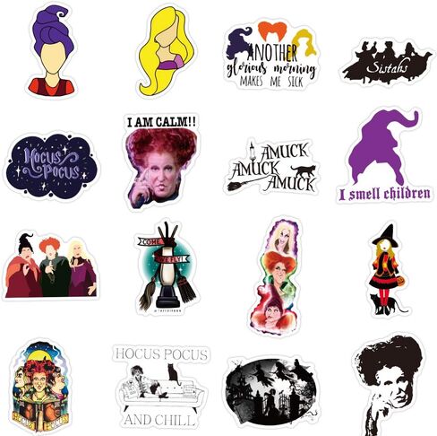 50 قطعة من ملصقات الهالوين الساحرة القديمة Hag Hocus Pocus لزجاجة المياه وكوب الكمبيوتر المحمول والجيتار والدراجة النارية والدراجة النارية وصندوق الأمتعة من الفينيل المقاوم للماء ورق جرافيتي XQX in Kuwait