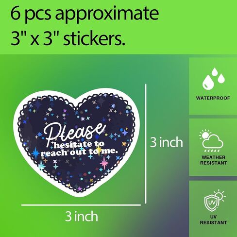 6 PCS Sensory Stickers Dark Blue Heart Cute Vinyl Waterproof Stickers for Laptop Computer Water Bottle Gifts for Romantic Please Hesitate to Reach Out to Me Decals in Saudi Arabia