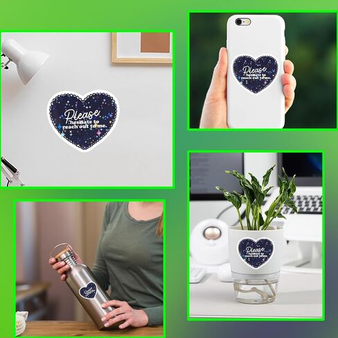 6 PCS Sensory Stickers Dark Blue Heart Cute Vinyl Waterproof Stickers for Laptop Computer Water Bottle Gifts for Romantic Please Hesitate to Reach Out to Me Decals in Saudi Arabia