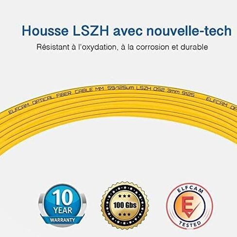 Elfcam® - كابل ألياف ضوئية بطول 25 مترًا/82.02 قدمًا LC/UPC إلى LC/UPC ذو وضع فردي 9/125 ميكرومتر، رباط بصري LSZH بطول 25 مترًا in Kuwait