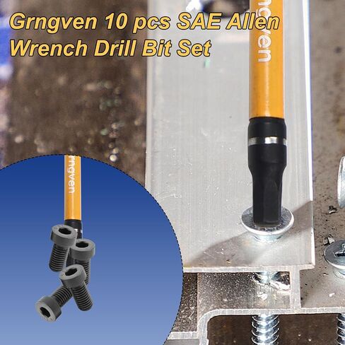 Hex Head Allen Wrench Drill Bit Set, 10 pcs 1/4" Metric Impact Driver Allen Bits, 4" Long S2 Steel Hex Bits Set, Allen Key Drill Bit Set with Magnetism, with Storage Box in Saudi Arabia