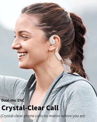 TOZO OpenReal Open Ear Headphones Bluetooth 5.3 Air Conduction Wireless Headphones Sport Earbuds with Premium Sound, Dual-Mic Call Noise Reduction Earphones with Hair Band for Running Champagne in Saudi Arabia