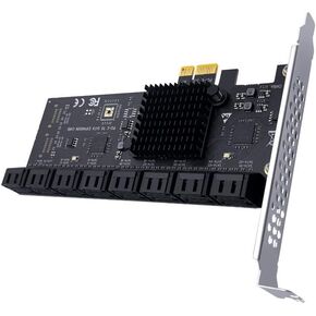 PCIE SATA III 16 Ports Controller Expansion Card, 6 Gbps SATA 3.0 PCIe 2.0 1X to SATA 3.0 Adapter, Suitable for All PCIE Slots (JMB575 + ASM1064) in Saudi Arabia
