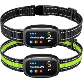 Bark Collar 2 Pack, Update Barking Count Dog Shock Collar for Large Medium Small Dogs 10-150lbs, Rechargeable Anti Barking Training Silencer,5 Adjustable Sensitivity, IP67 Waterproof