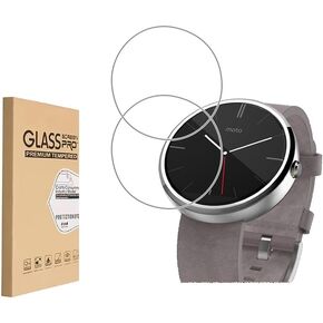 (2 Pack) Screen Protector for Moto 360 1st and 2nd Gen 46mm Smart Watch Tempered Glass，9H Hardness Anti Scratch，Bubble Free，Case Friendly Easy Installation