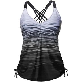 Tempt Me Women Tankini Top Only V Neck Swim Tops Tummy Control Bathing Suit Top No Bottom