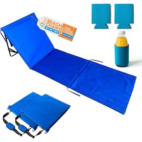 Beach Chair for Adults 2 Pack - Lightweight Portable Folding Lounger Sunbathing Tanning Mat Compact Carry Chairs for Travel, Blue, AI-E-PBMC-10012