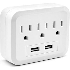 Wall Outlet Extender LAGININE Mini Multi Outlet Adapter Charger Power Strip with 3 AC Outlet 2 USB 5V/2.1A Ports Cruise Ship Essentials for Portable Travel Home Office Dorm Bedroom (White)