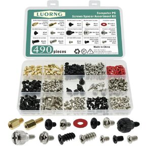 1 Set of 490PCS Computer Repair Screw Desktop Motherboard Screw Computer Screw Kit Standoff Screw for Hard Drive Fan PC Chassis Repair or Installation