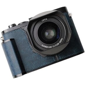Camera Specialized Genuine Leather Half Case Suitable for Leica Q2 - Top Layer Cowhide Body + Metal Base Plate + Hand Shank 3-in-1 Design (Black)