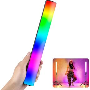 RGB Lights, TzezFoz 30cm/12in Magnetic Handheld Light Wand 360° Full Color 21 LED Video Lights, CRI≥95 Photography Lighting for Photography TikTok YouTube Vlog