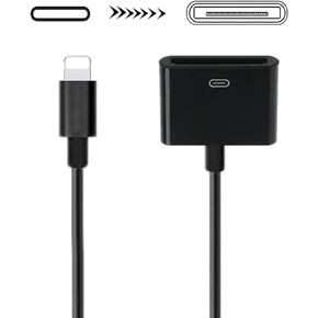 30 Pin to Lightning Adapter, 8-Pin Male to 30-Pin Female Connector Converter with Phone Charger Cable Cord Compatible Phone 14/13/12/11/X/8/7/6/5/4S/4/3/Pad/Pod (No Audio) Black