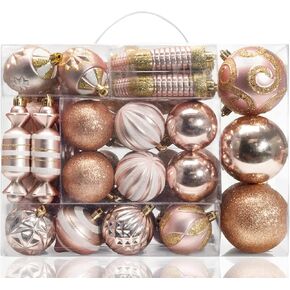AMS 81ct Christmas Ball Ornaments Holiday Tree Decorations in a Reusable Hand-Help Gift Box for Xmas Tree Decor(Light Purple)