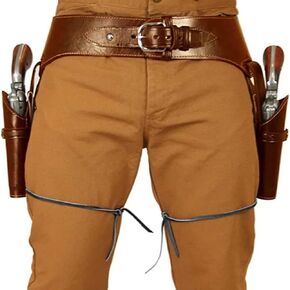 Leather Double Gun Holster - Medieval Retro Revolver Belt Case - Retro Gun Holster Western Cowboy Revolver Bag for Cosplay Cowboy Costume Revolver Accessories