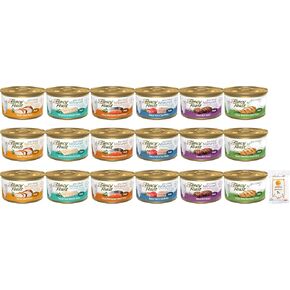Aurora Pet Variety (18) Fancy Feast Gourmet Naturals Pate Cat Food, 6 Flavors (18 x 3 oz containers) with AuroraPet Wipes