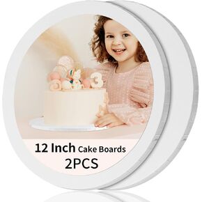 Cake Boards 12 Inch Round - Sturdy 1/2 Inch Cake Drum, 12 Inch Cake Boards,Corrugated Cake Base Cake Drums for Multi-Layer Cakes, White, 3 Pcs