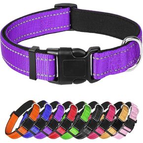 Medium Dog Collar, Reflective Pet Collar with Buckle Adjustable Safety Nylon Collars for Small Medium Large Dogs, Purple