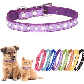 Pink XS Dog Collar Girl with Rhinestone, Bling Puppy Collars Diamond Sparkly Crystal Fancy Jewel Adjustable for XXS XSmall Extra Small Female Cats Boy Pet Kitten Yorkie X-Small