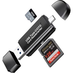 SD Card Reader USB C, Dual Slot Memory Card Reader for SD/Micro SD/SDHC/SDXC/MMC, High-Speed USB 3.0 Type-C to Micro SD Card Adapter Compatible with MacBook Pro/Air, Chromebook, Android Galaxy