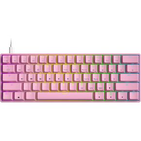 GK61 Mechanical Gaming Keyboard - 61 Keys Multi Color RGB Illuminated LED Backlit Wired Programmable for PC/Mac Gamer (Gateron Optical Silver, Red)