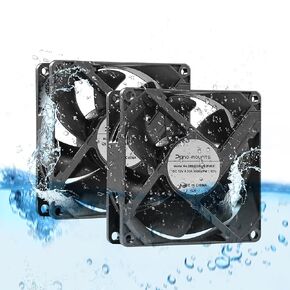 High-Performance 12V 80mm 80x80x25mm Dual Ball IP68 Waterproof Cooling Fan - 3500RPM 2-Pack