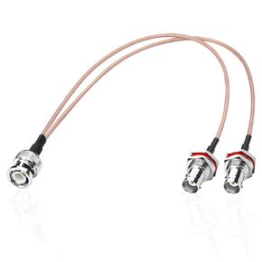 MEIRIYFA RG316 BNC Splitter Coax Cable BNC Female to Dual Male 50Ohm Y Splitter Coaxial Connector Extension Cable for Cameras,Video Equipmen,CCTV System (34CM)
